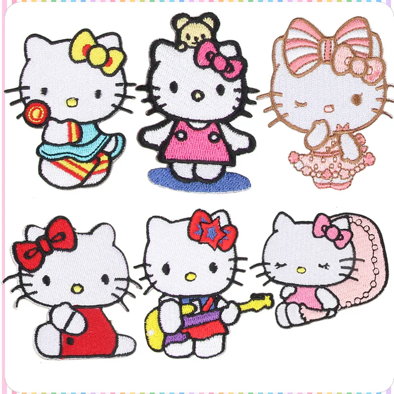 Hello Kitty Sanrio самоклеящаяся тканевая нашивка с вышивкой для девочек размер