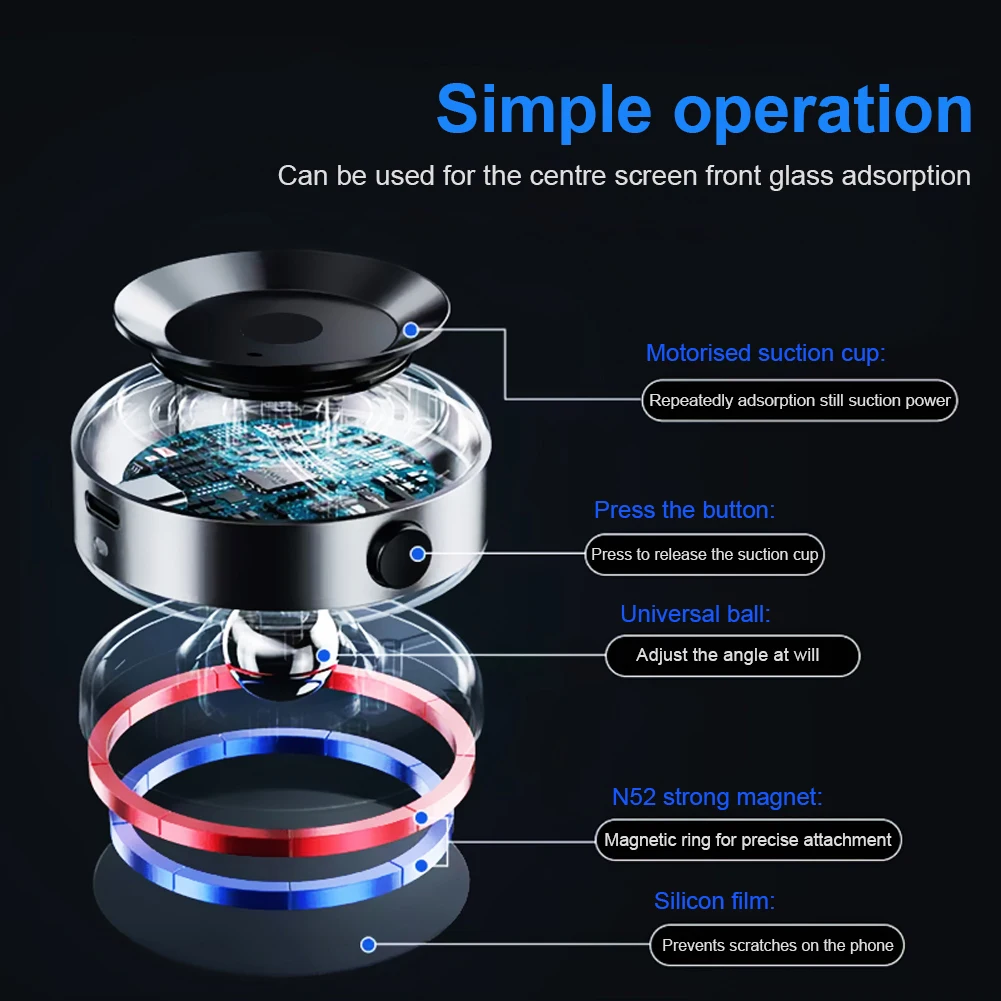 Магнитный вакуумный адсорбционный держатель для телефона зарядка через USB