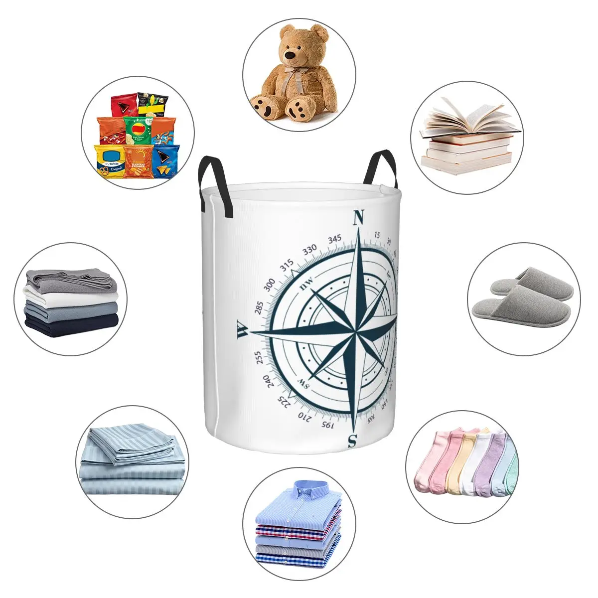 Складная корзина для белья с морским компасом на заказ