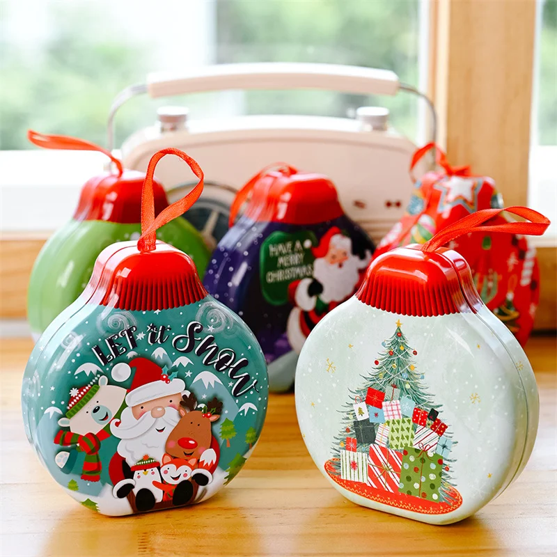 

1 шт. рождественские украшения, круглая жестяная коробка, Рождественская банка для конфет, Детская Подарочная коробка, банка для печенья
