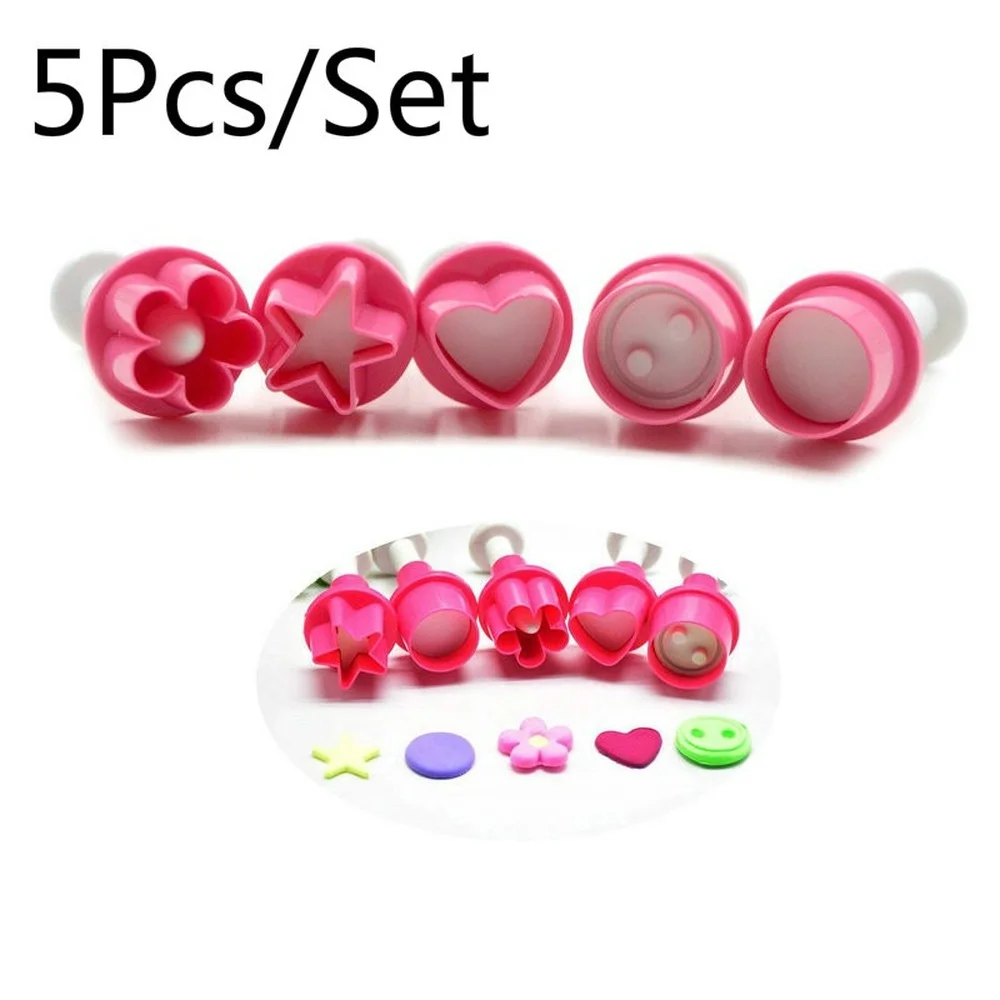 

5PCS Cookie Cutter Heart Plunger Cake Mold Star Button Plum Biscuit Fondant DIY Stamping Mould Sugarcraft Cake Decoration