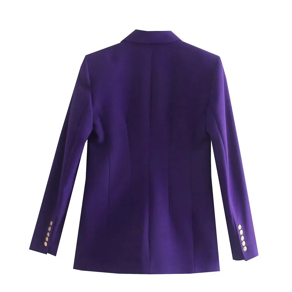 Женский двубортный блейзер с длинным рукавом повседневный пурпурный Блейзер