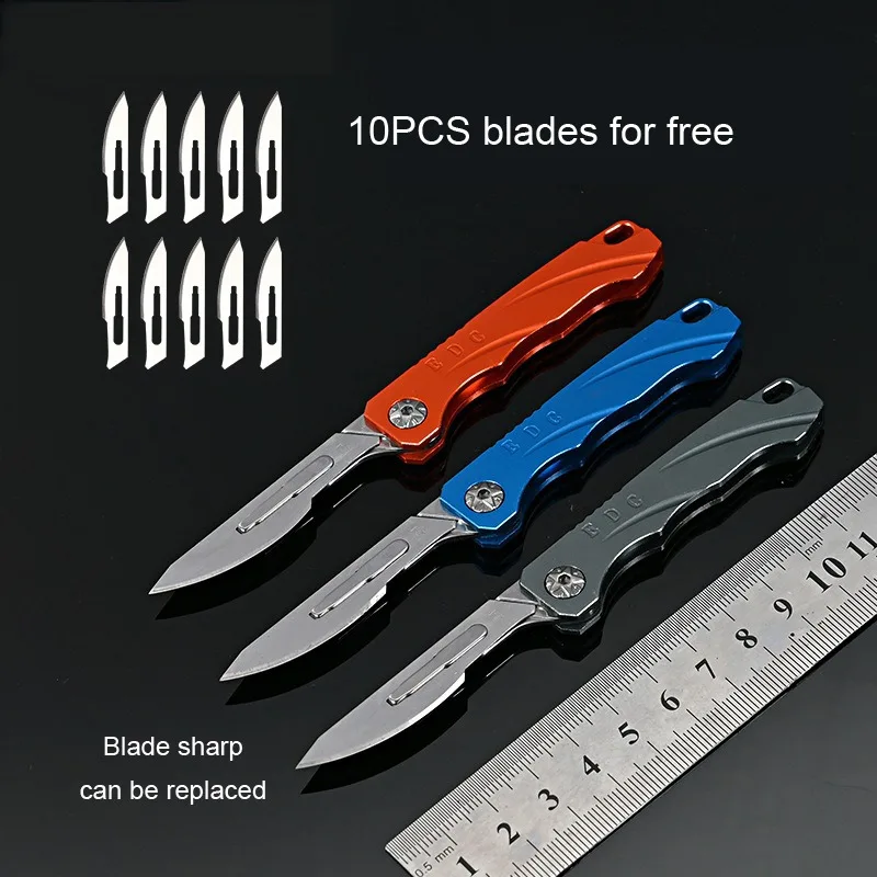 

Multifunctional Folding Knife Sharp Scalpel Detachable Utility Knife Mini Self Defense Courier Unboxing Tool Portable Keychain