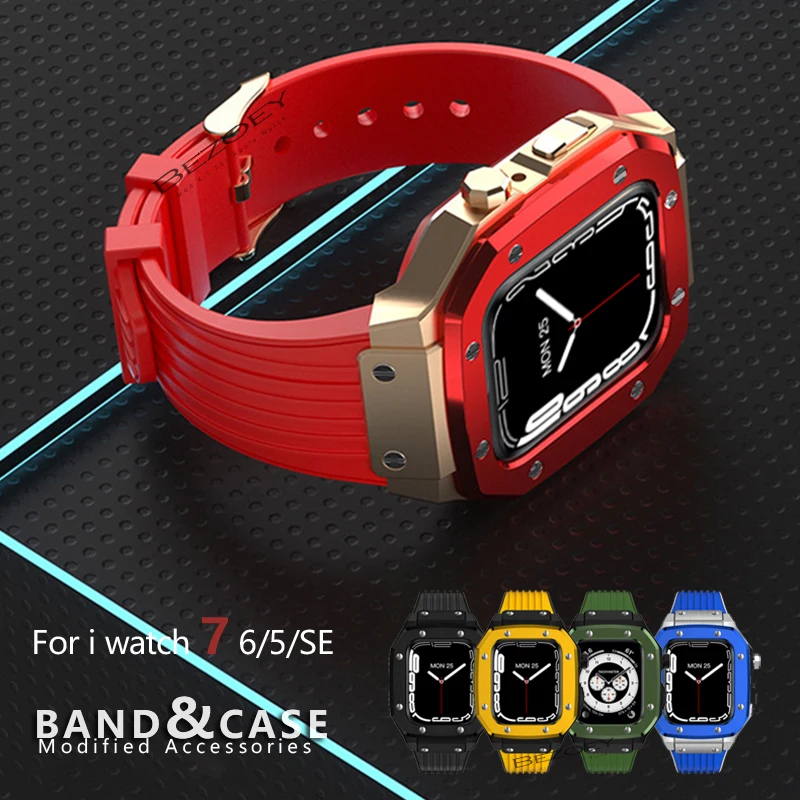 

Modification Mod Kit for Apple Watch Band Case 7 6 SE 5 4 45mm 44mm Straps Metal Bezel Alloy Frame Accessories for IWatch Series