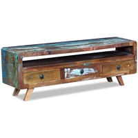 tv media console television entertainment stands cabinet table shelf with 3 drawers solid reclaimed wood
