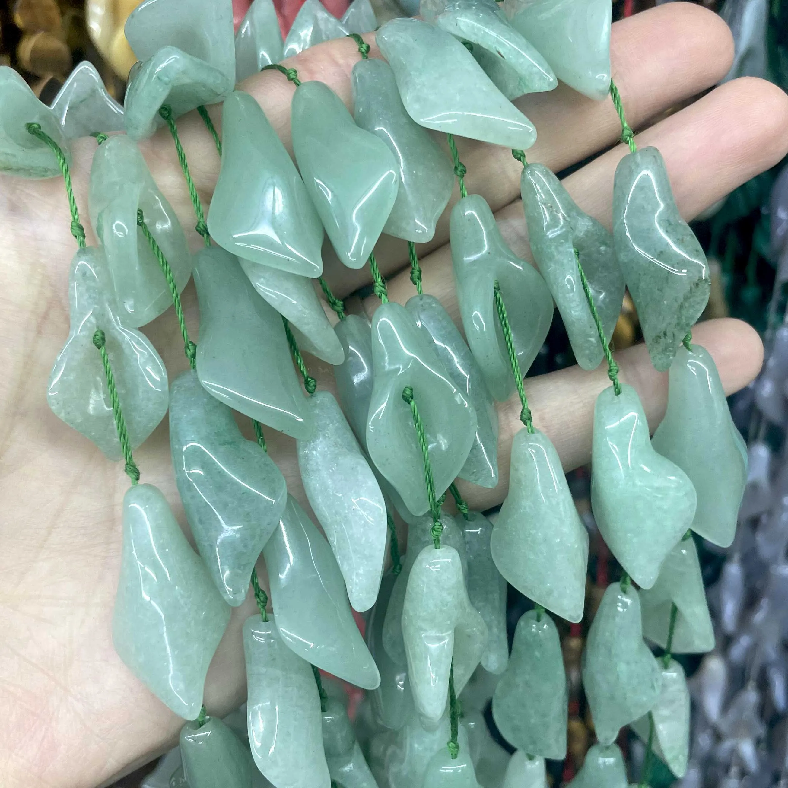 

Natural Morning Glory Flower Shape Agates Jades Quartz Aventurine Stone Loose Spacer Beads Diy For Jewelry Making Accessories