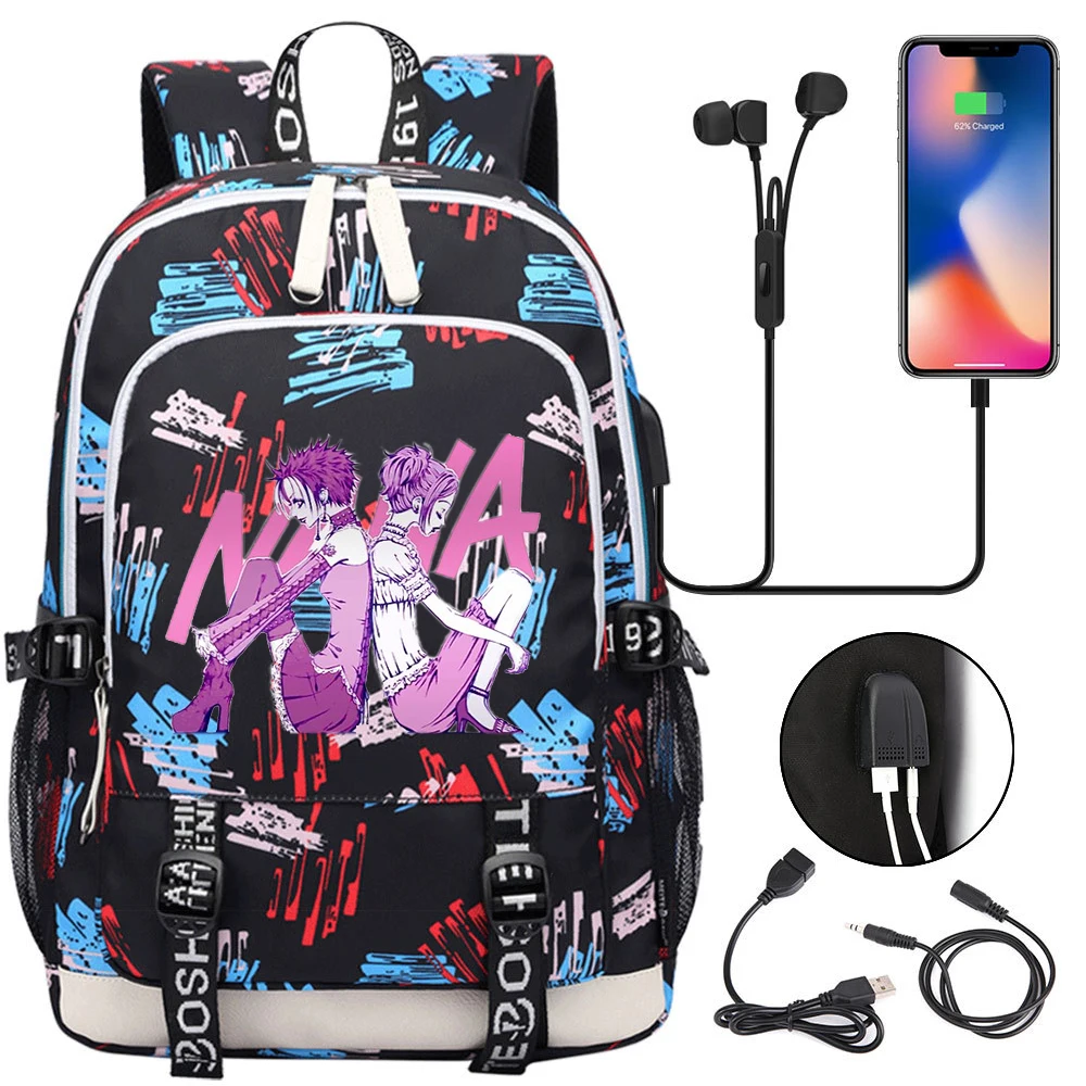 

Anime Nana Osaki School Bags For Teenager USB Charging Laptop Backpack Women Men Student Book Bag Mochila Travel Bags