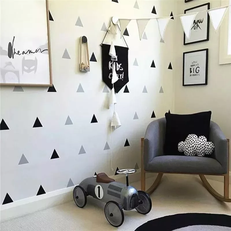 

Baby Boy Room Triangles Wall Stickers Simple Shape for Children Room Art Decorative Sticker Kids Nursery Wall Decals Home Decor