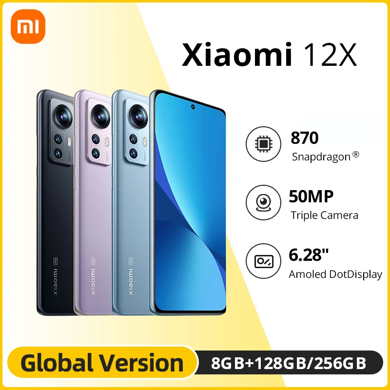 Global Version Xiaomi 12X 8GB 128GB/8GB 256GB Snapdragon 870 5G Smartphone 120Hz 50MP 6.28 AMOLED DotDisplay