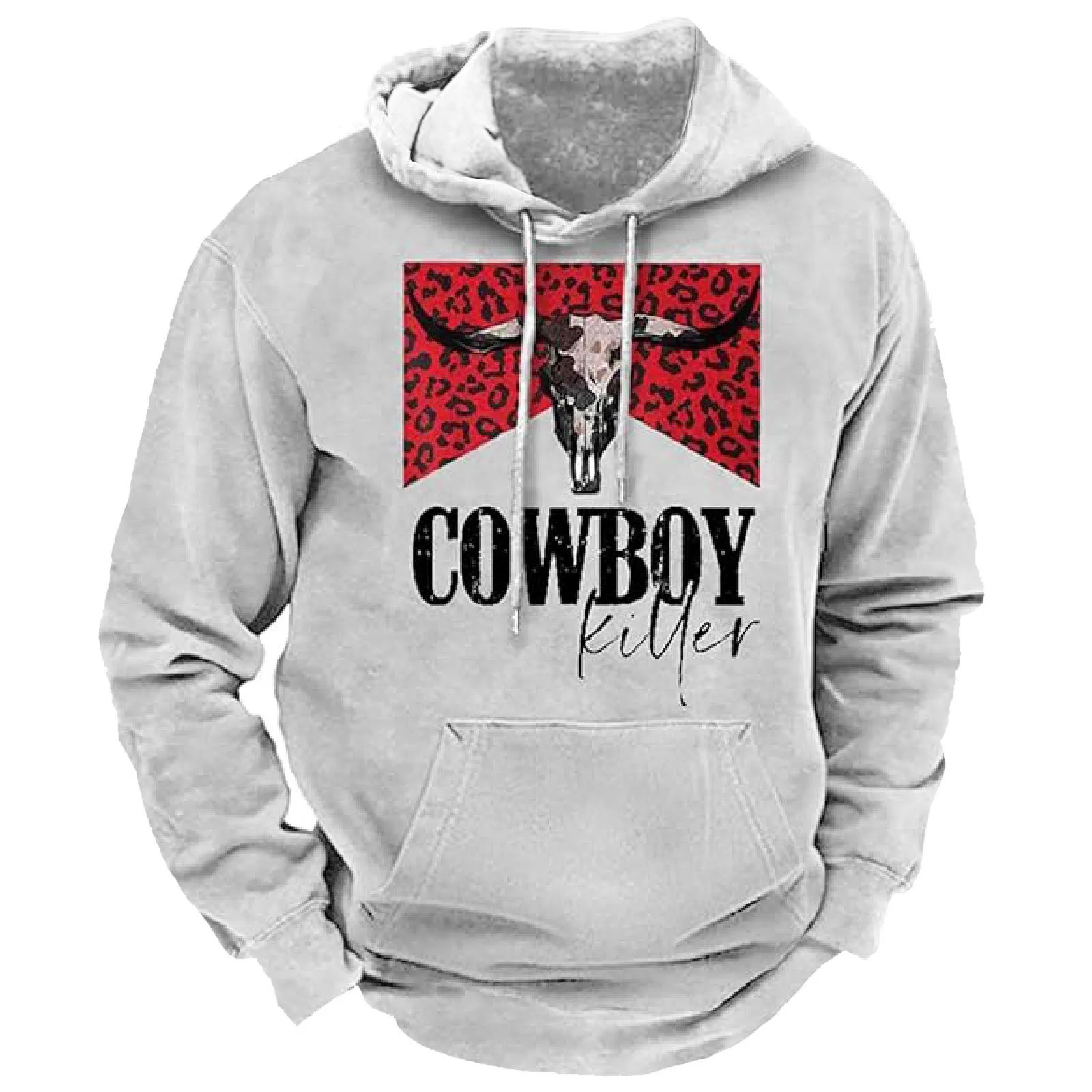 

Cowboy Graphic Hoodies Baggy Vintage Ethnic Sweetshirts Drawstring Folk Tribe Leisure Jumper European American Style Sudaderas
