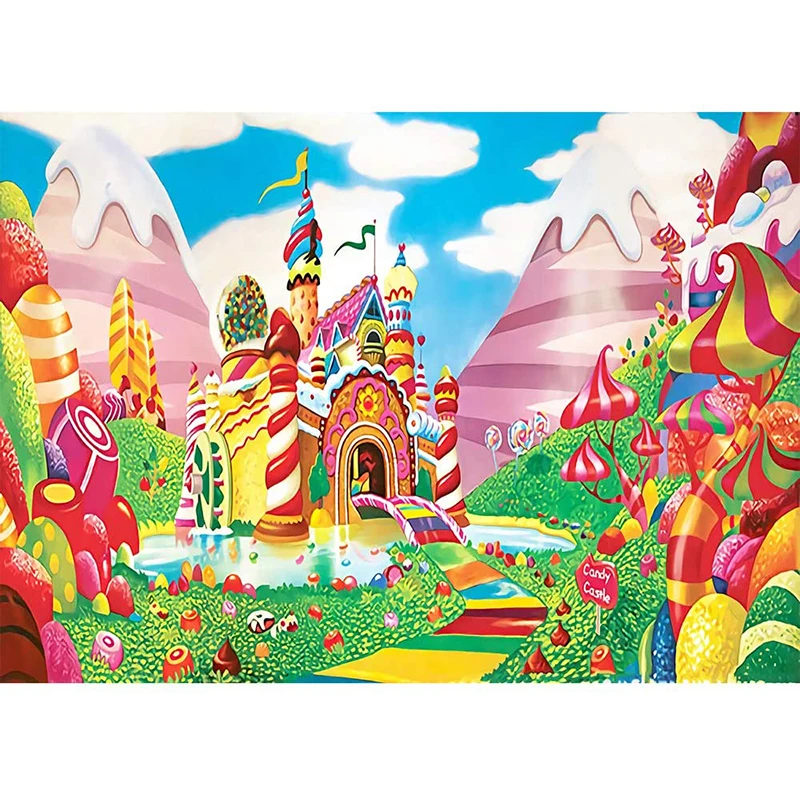 

Lollipop Candyland Backdrop Sweet Cartoon Candy Castle Rainbow Party Wall Decoration Ice Cream Birthday Baby Shower Table Banner