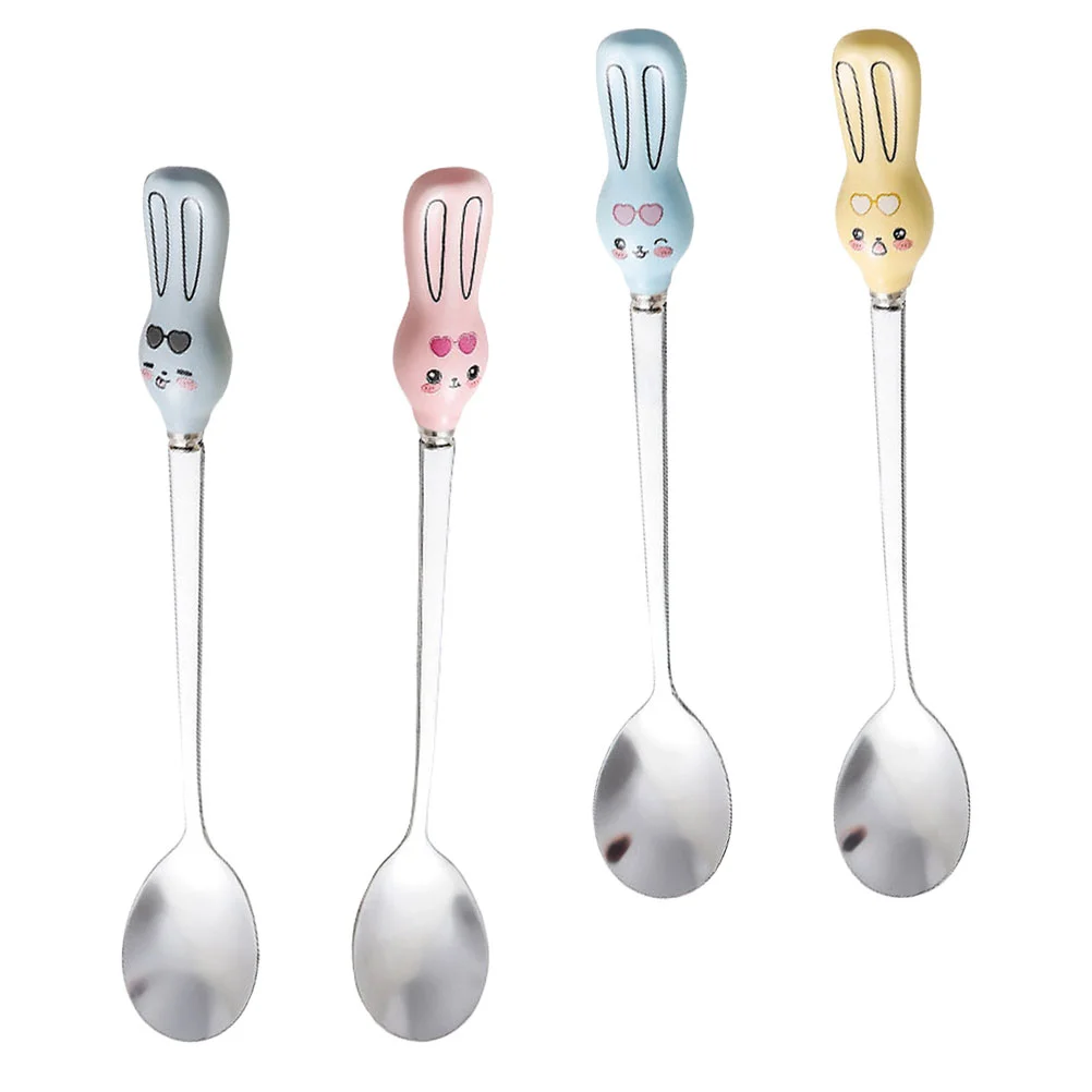 

Spoon Spoons Coffee Dessert Espresso Dining Tea Ice Ceramic Bunny Stirring Cartoon Soup Eastercream Handle Dinnermixing Honey
