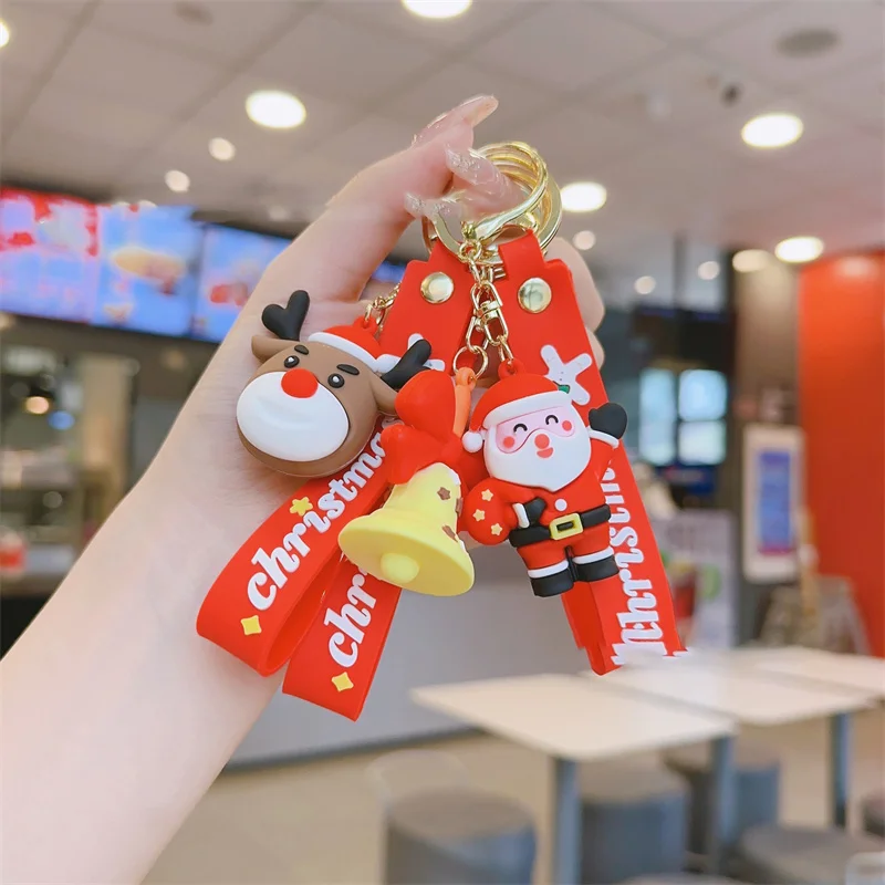 

Santa Keychain Cartoon Claus Key Fob Cute Xmas Tree Keyring for Merry Christmas Decoration Phone Backpack Purse Pendanrt Jewelry