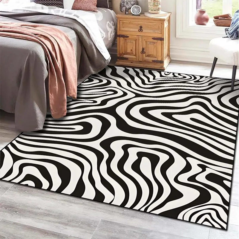 Черно-белый коврик с узором для гостиной спальни прикроватный напольный ванной 15