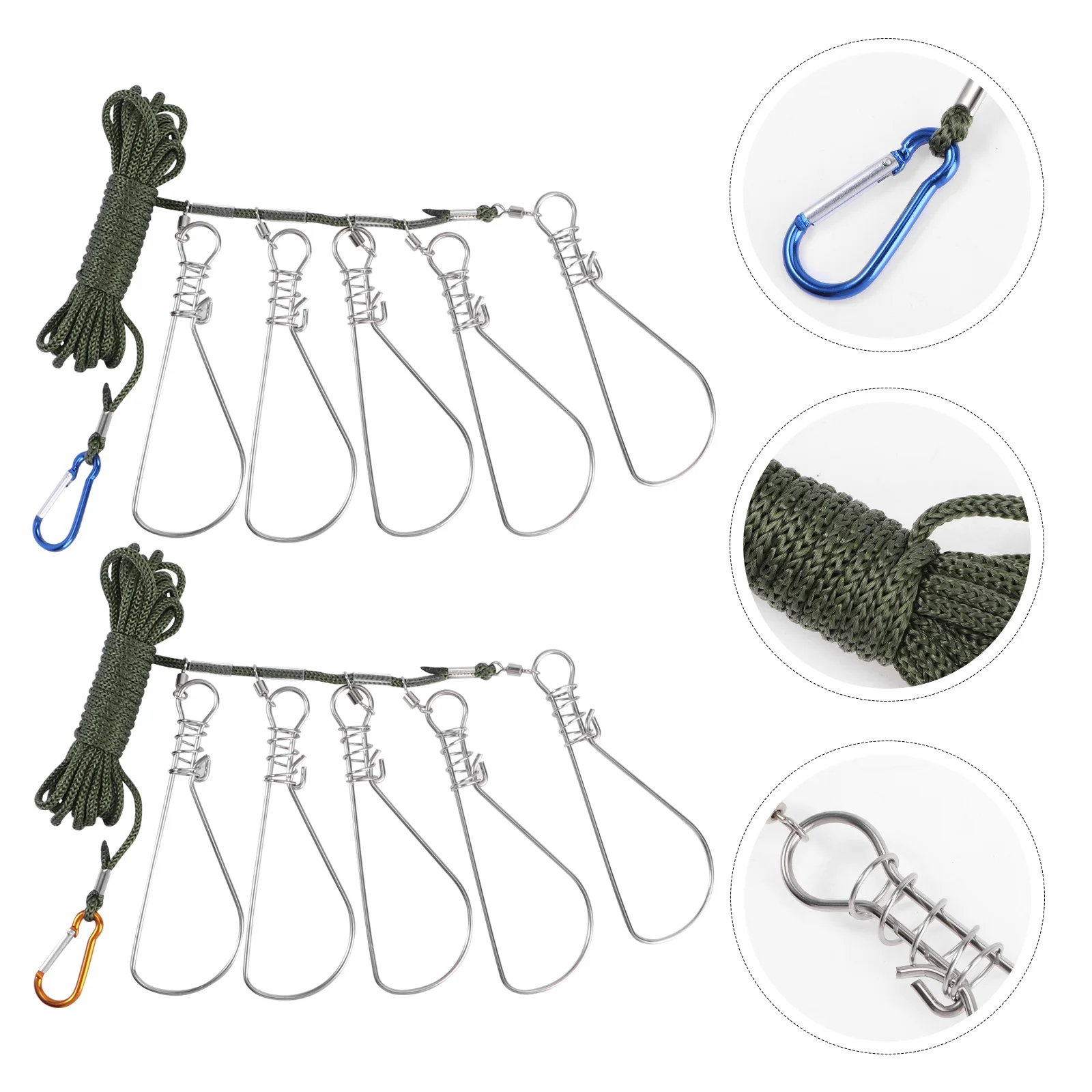 

Stringer Fishing Fish Heavy Duty Stainless Steel Kayak Chain Trout Buckle Locks Clip Lock Rope