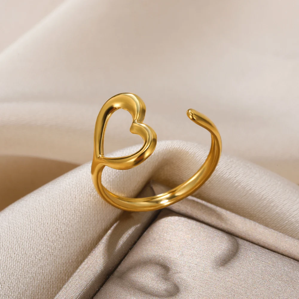 

New Style Stainless Steel Ring Gold Color Rings For Women Heart Multilayer Adjustable Fashion Jewelry Wedding Gift Free Delivery
