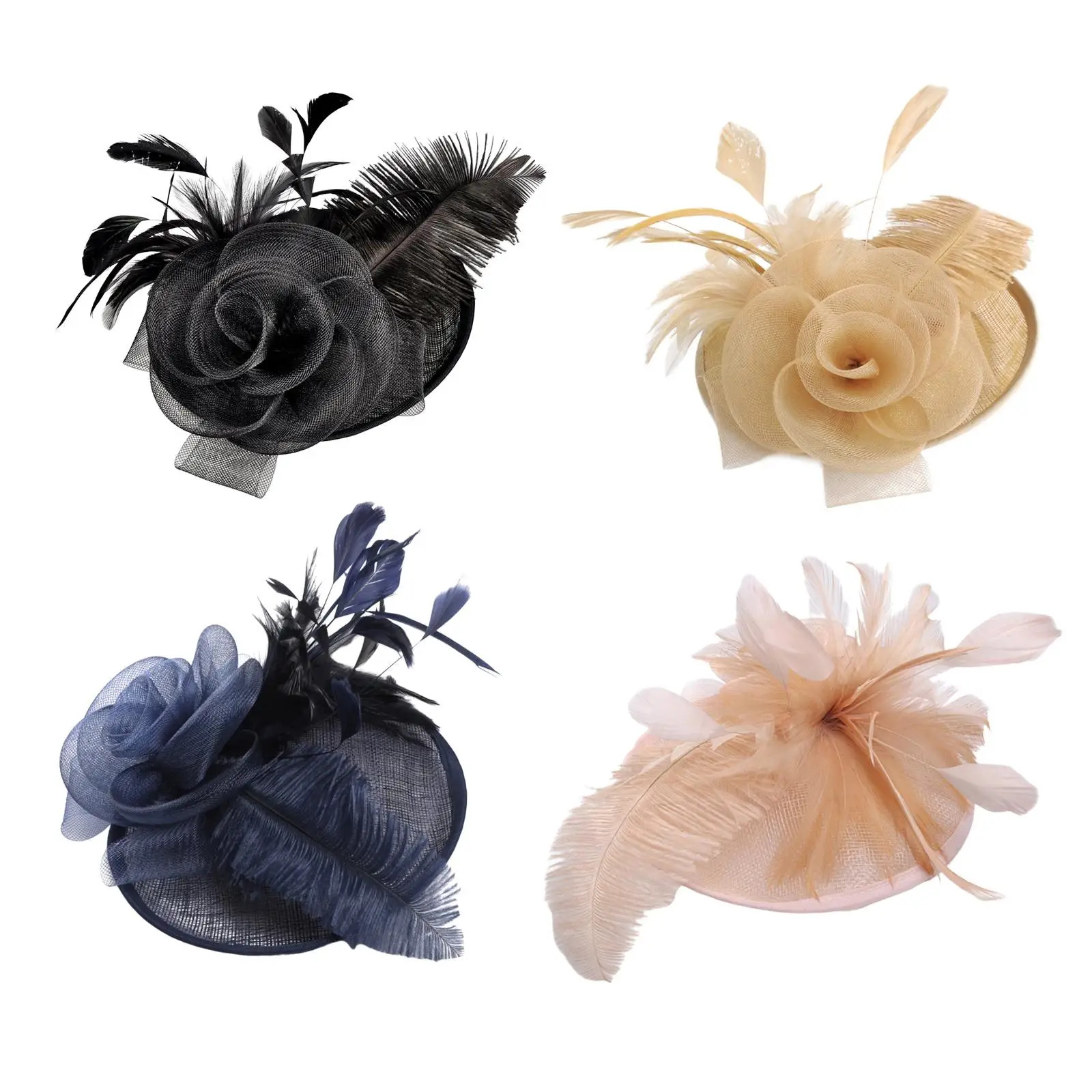 

Flower Feather Mesh Fascinator Hat Hair Clip Pillbox Derby Hat Tiara Hat