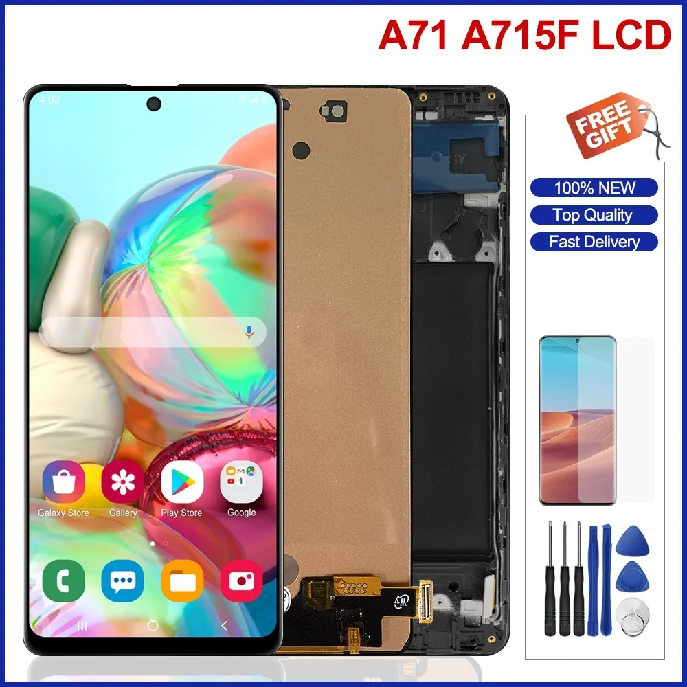 

ЖК-дисплей 6,7 ''для Samsung Galaxy A71, сенсорный экран с дигитайзером в сборе и рамкой для Samsung A715 A715F A715W A715X