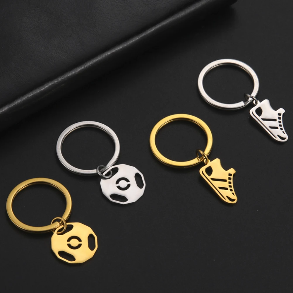 

Soccer Football Keychain Ball Shoe Pendant Gift For Boy Kid Child Teenager Sports Gold Color Stainless Steel Key Chain Jewelry