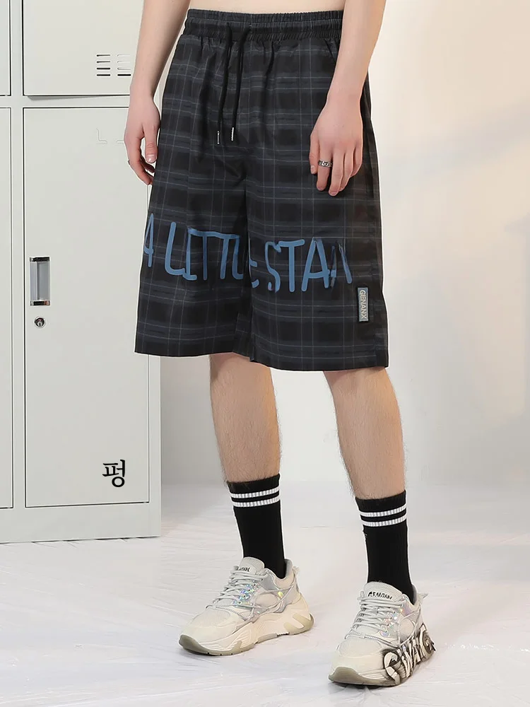 Шорты Genanx мужские с молнией модные брендовые прямые свободные штаны в клетку