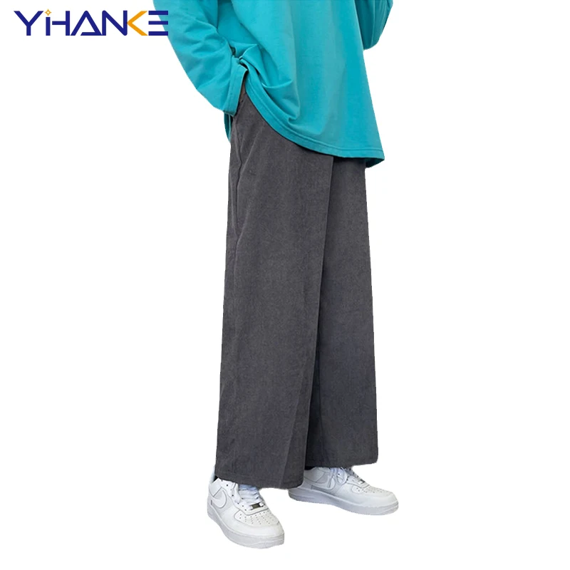 

Solid Color Corduroy Cargo Pants Men's Japanese Trend Loose Back Pocket Wide-leg Casual Trousers Jogging Pants Спортивные штаны