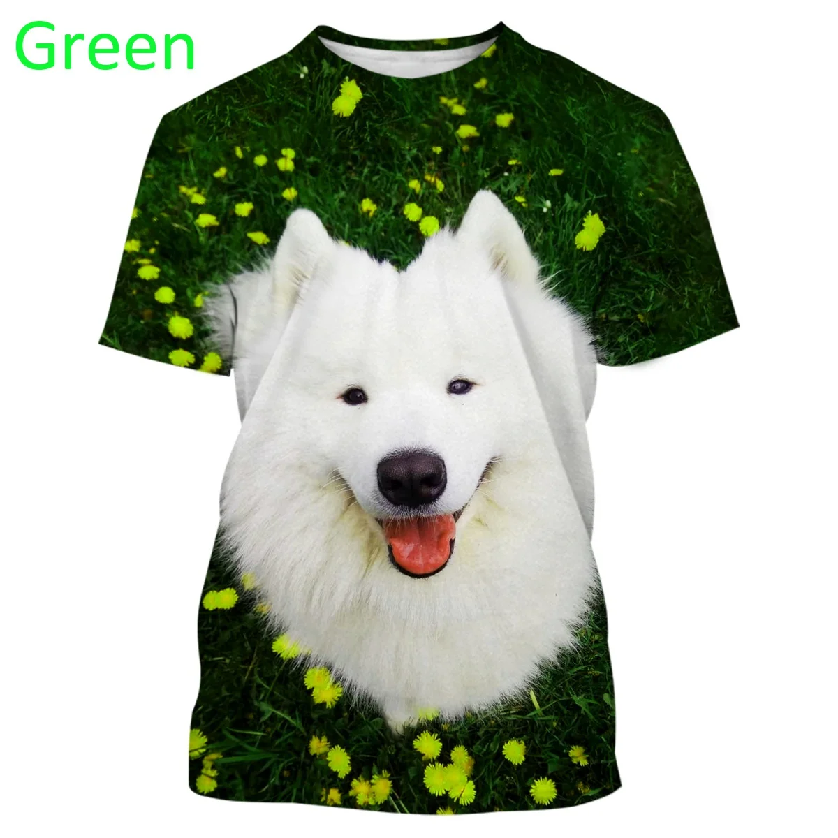 

2022 New Fashion Trend Summer Men's and Women's Style Casual Cute 3D Printing T-shirt Samoyed Dog T-shirt