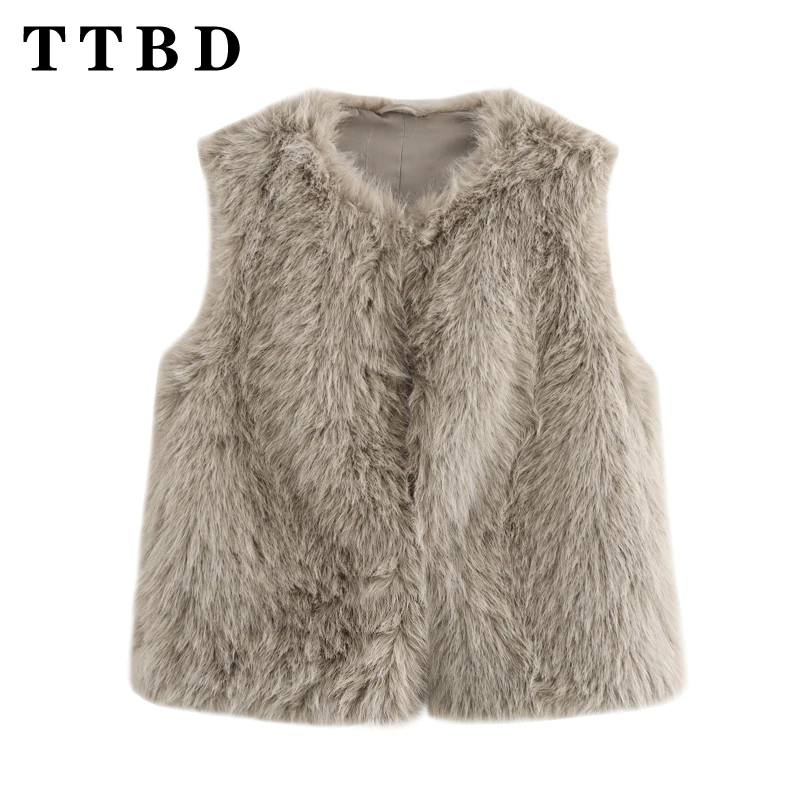 TTBD женский 2024 новинка осени/зимы модный однотонный жилет на пуговицах