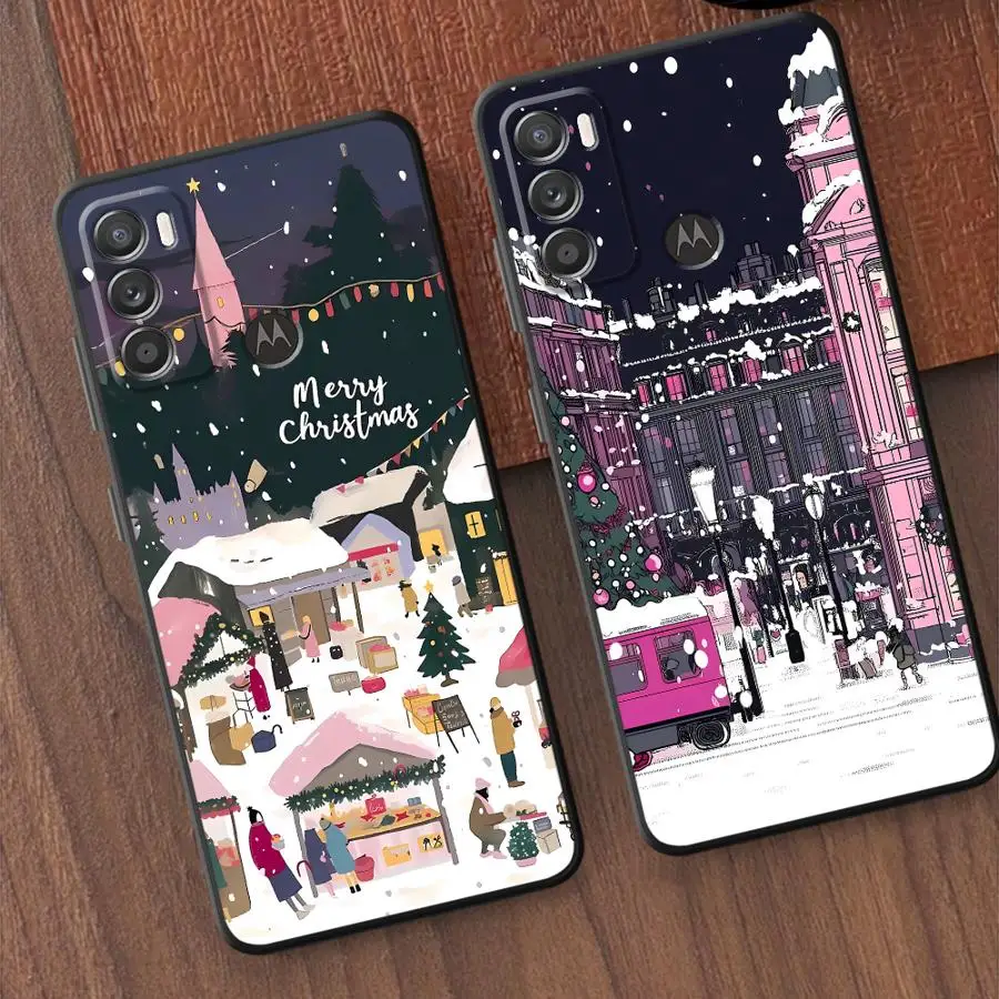 Фото Чехол Christmas Town для Motorola Moto G50 G52 G60s G22 Edge40 Edge 20 Pro 30 Lite G32 G53 G30 G71 G51 G73 №1