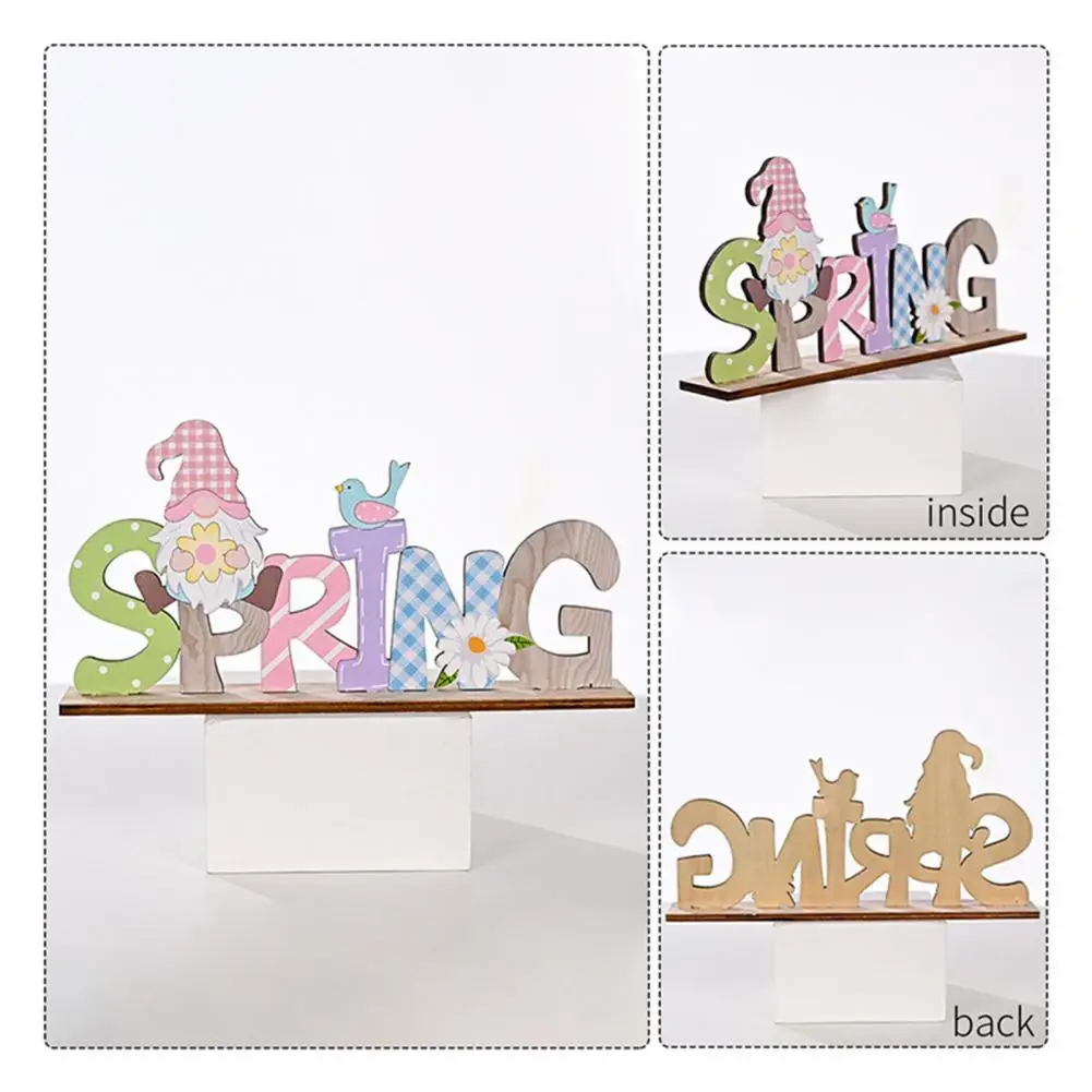 

Desk Centerpiece Attractive Spring Letter Faceless Gnome Decoration Sign Anti-deform Wear Resistant Desktop Ornament
