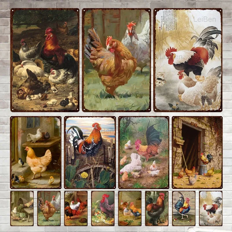 Винтажные Металлические Знаки Фермерского Дома Курица Петух Яйцо Декоративная