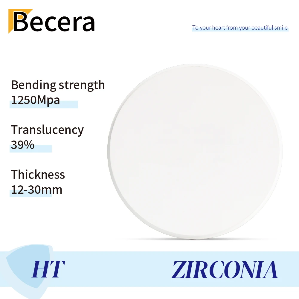 

Becera HT Zirconium Blocks Open System White Disc With High Strength 1250 Mpa Transmittance 39% for Dental Lab CAD CAM