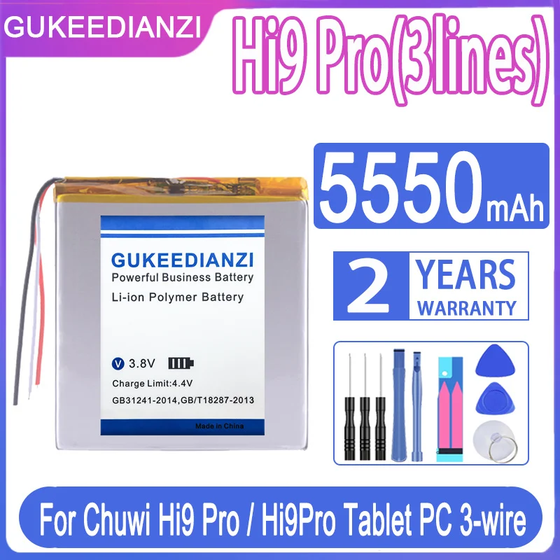 

GUKEEDIANZI Replacement Battery Hi9 Pro 3line 5550mAh For Chuwi Hi9 Pro/Hi9Pro Tablet PC 3-wire Batteries + Free Tools