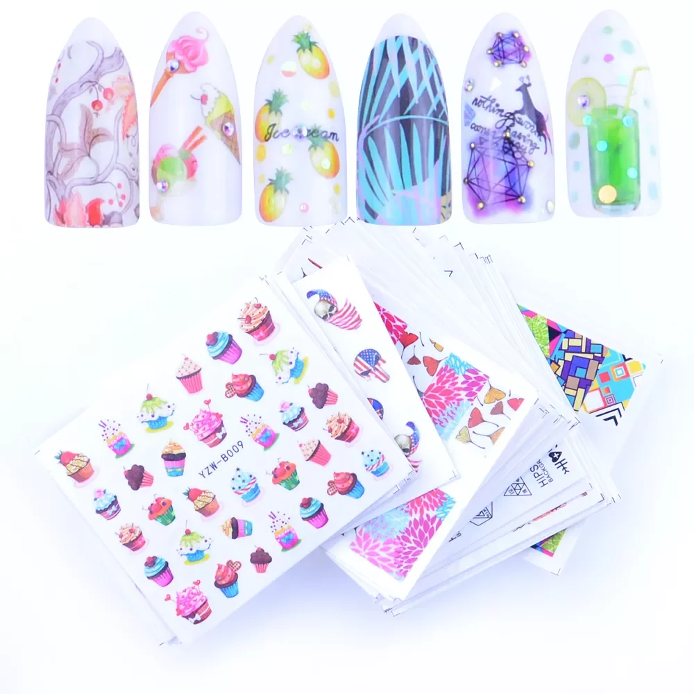 

Mixed 2022 New Designs Nail Art Sticker Sets Water Decals Flower Flower Dandelion etc Slider Nails Love Manicure Set