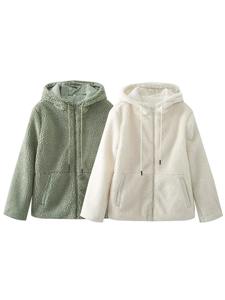 Женская Повседневная однотонная Тедди куртка Foridol с капюшоном пальто карманами