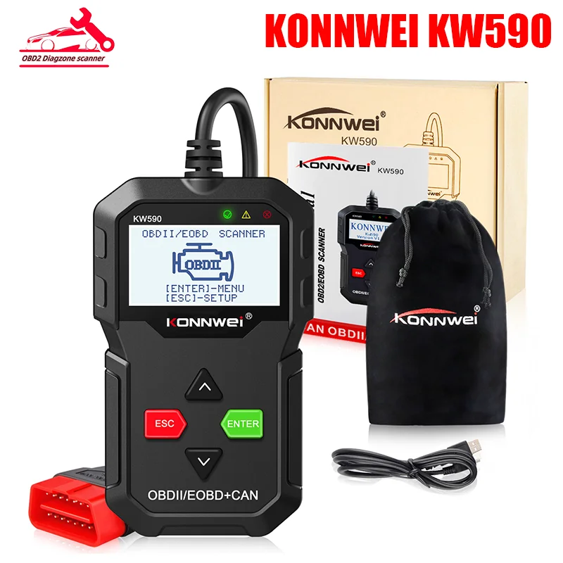 

KONNWEI KW590 OBD Diagnostic Tool Car Code Reader Automotive OBD2 Scanner ECU Oil Lamp Checking Auto Tools PK AD310 OM123 NT201