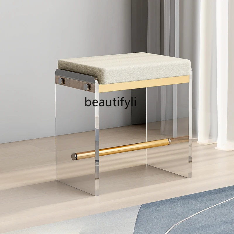 

Acrylic Makeup Stool Chair Houndstooth Minimalist Bedroom Dressing Table Stool Simple Modern