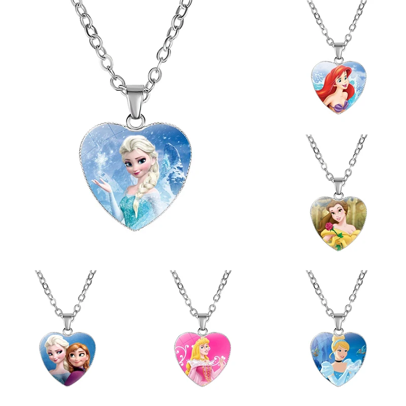 Кулон Холодное сердце для девочек ожерелье из мультфильма Диснея Эльза Анна