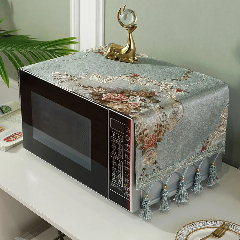 

Noble elegant embroidered cloth European home intelligent kitchen accessories hanging spike splash oven microwave towel dust cov