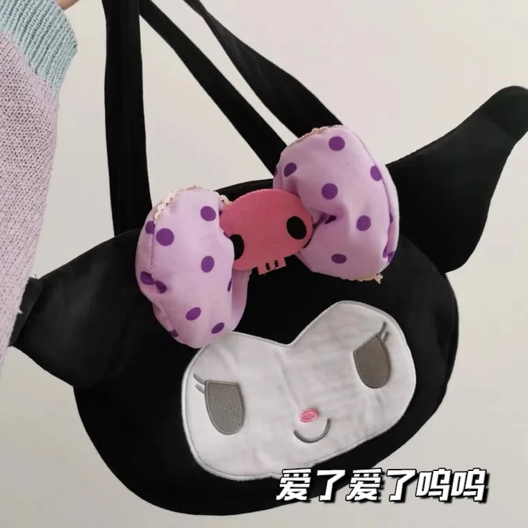 

Kuromi Plush Handbag Satchel Shoulder Bags Anime Girls Cosmetic Bag Toys for Girls Kawaii Decoration Valentines Day Gift