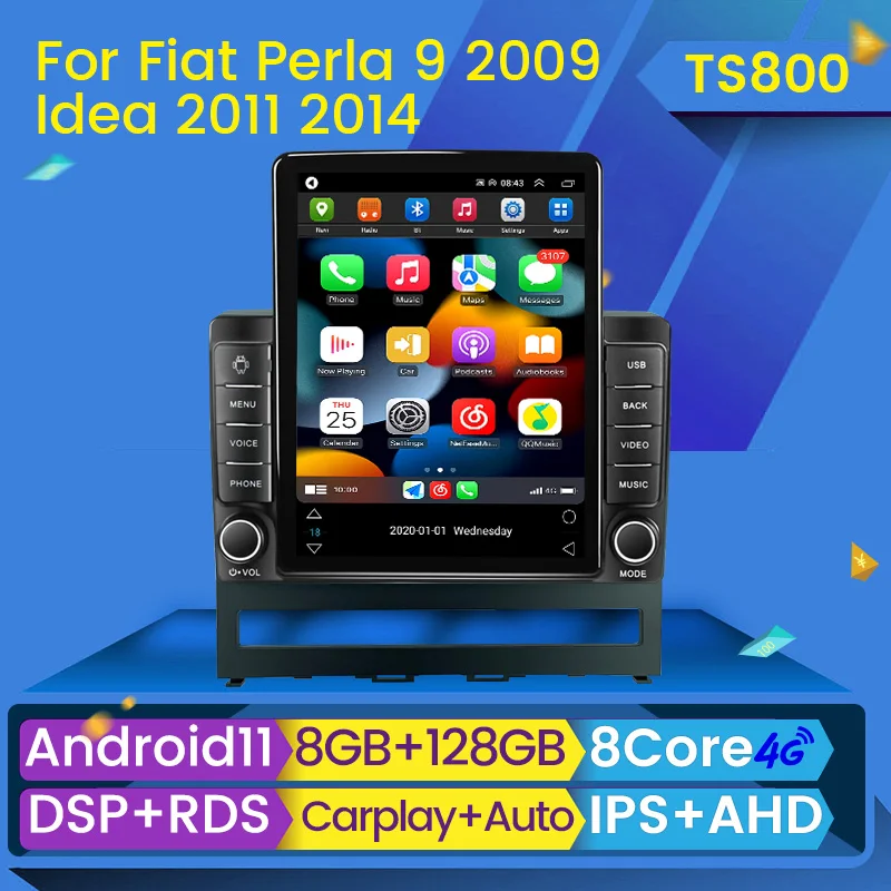 8+128G Для Fiat Palio Perla 9 2009 Idea Strada Zotye Z200 Tesla Стиль Автомобильное Радио Мультимедиа Видео