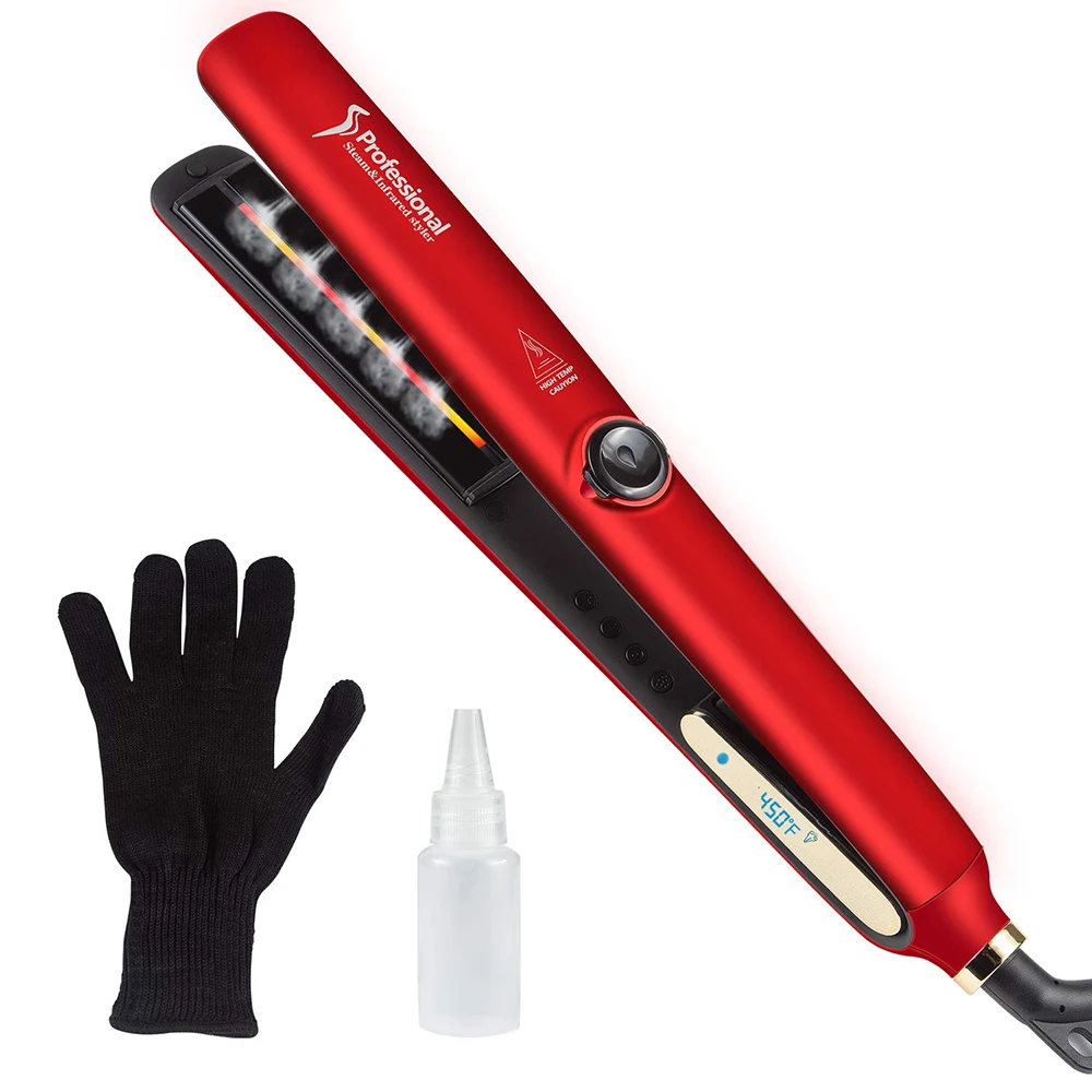 Infrared Steam Hair Straightener Professional Salon Vapor Flat Iron Argan Oil Treatment Hair Care Tools Dual Volage 450℉ Styler