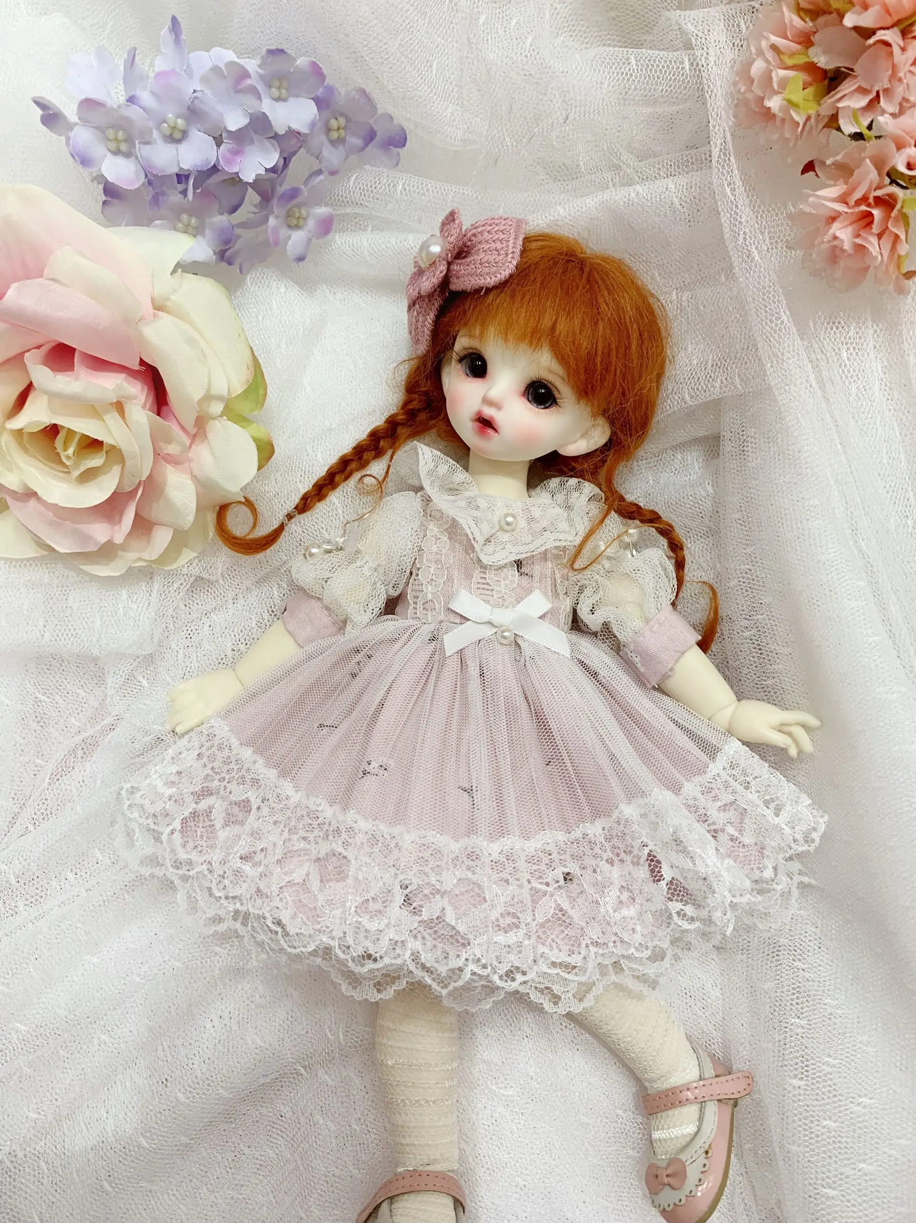 

1/6 1/4 1/3 BJD платье + заколки для волос кукла ретро платье Милая Светло-розовая для 1/3 1/4 1/6 BJD SD DD 1/6 Blyth аксессуары для кукол