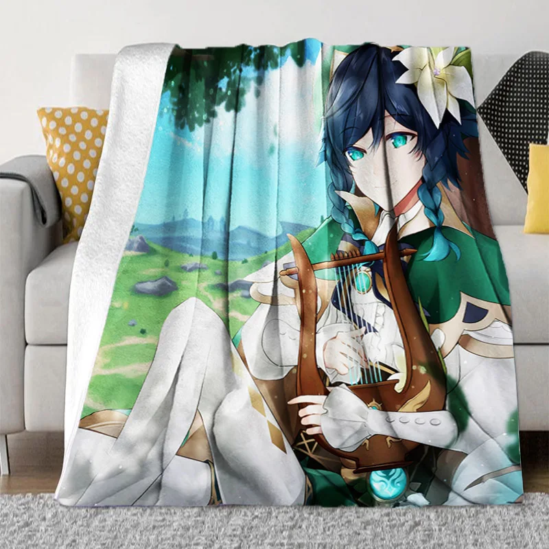 

Genshin Impact Blanket Throw Blankets Tapestry Throws for Sofa Flannel Bedspread on the Bed Decorative Fleece Quilt Anime Custom
