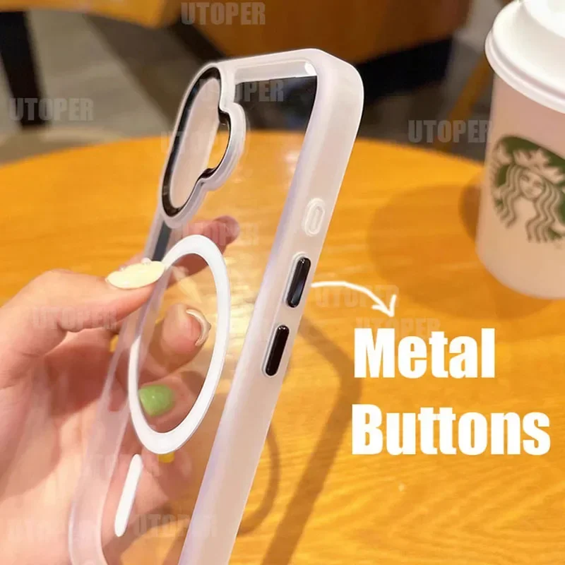 Высококачественный акриловый чехол для телефона с металлической рамкой IPhone 16 15 14
