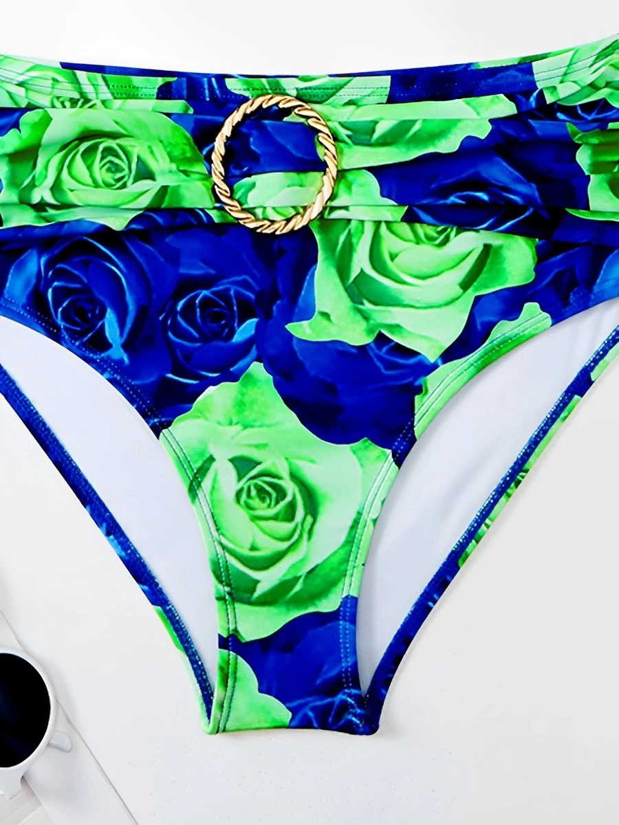 Бикини пуш-ап женское с цветочным принтом купальник из двух предметов мягкими