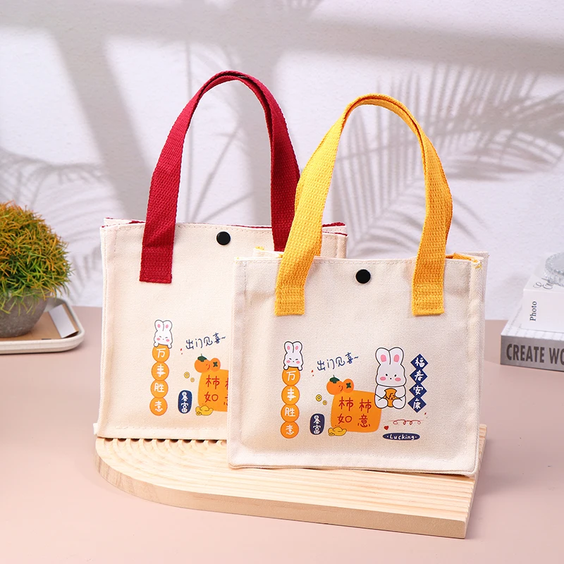 Холщовая женская сумка-тоут портативная вместительная сумка для обеда с милым