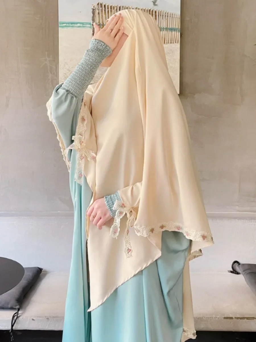 Eid Рамадан длинный женский хиджаб с вышивкой мусульманский шаль Djellaba Niqab