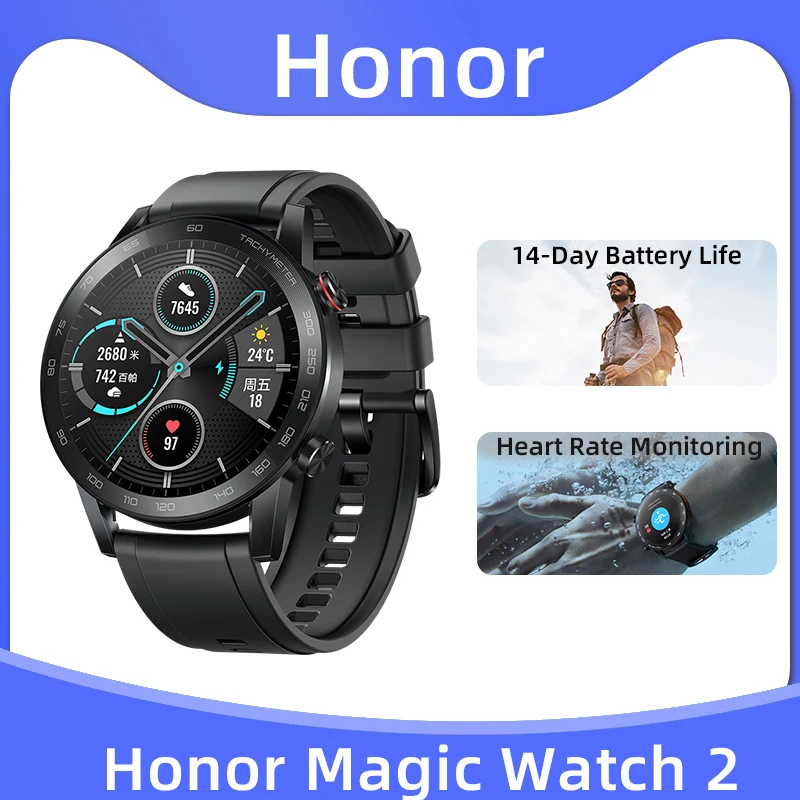 

Смарт-часы HONOR Magic Watch 2, фитнес-трекер с функцией измерения пульса и уровня кислорода в крови, 14 дней в режиме ожидания, подходит для HONOR 70