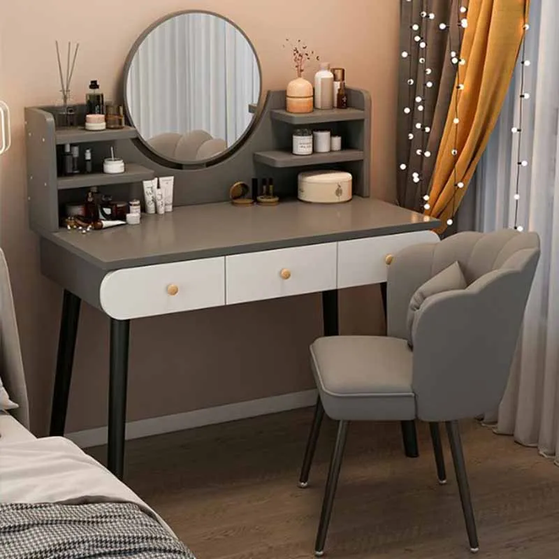 

Multifunction Dressing Table Modern Bedroom Mirror Container Lacquer Dressing Table Mirror Penteadeira De Maquiagem Home Decor