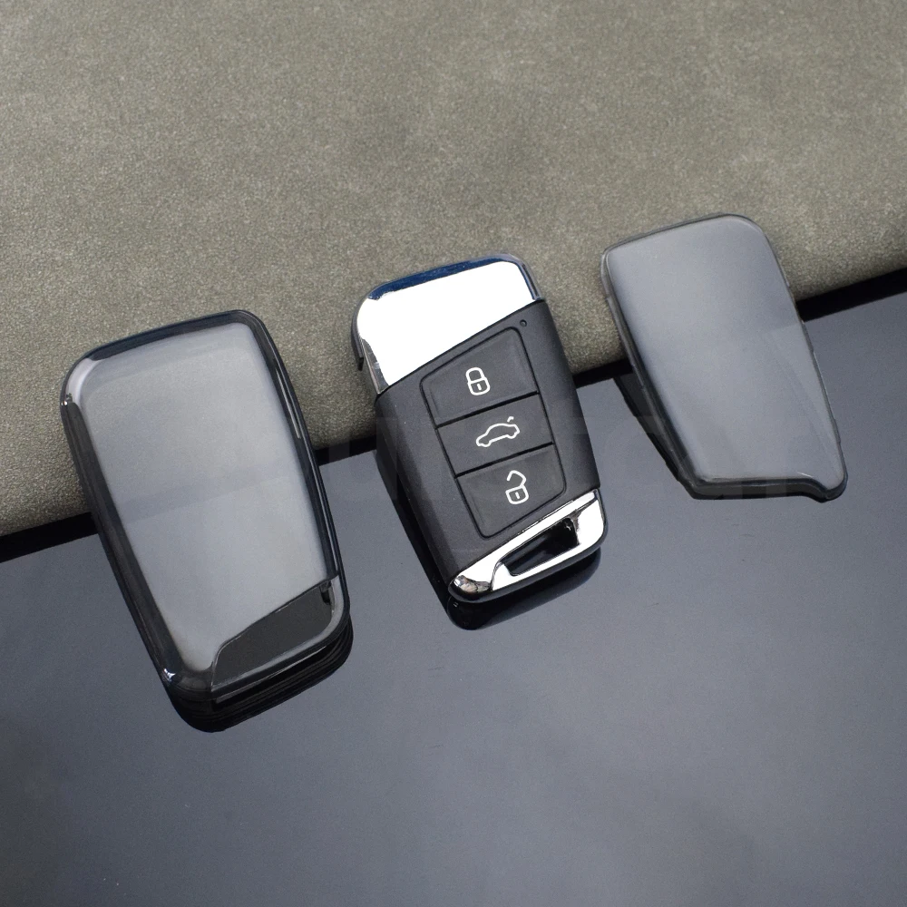 Фото Для Skoda Kodiaq Fabia Karoq Octavia Seat Ateca Прозрачный чехол для автомобильного ключа из ТПУ для VW Volkswagen Passat B8 Taos Polo Tiguan №4